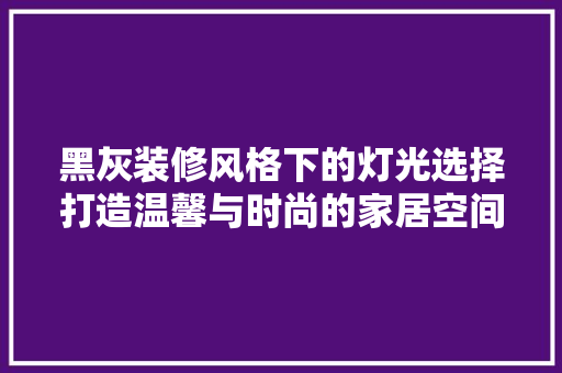 黑灰装修风格下的灯光选择打造温馨与时尚的家居空间