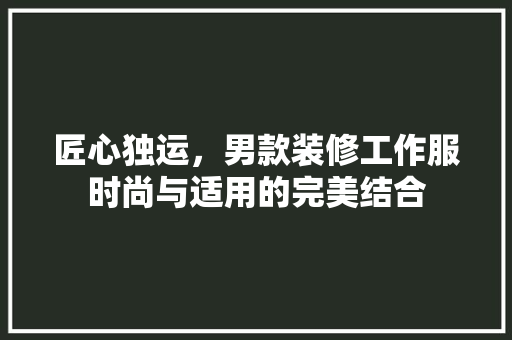 匠心独运，男款装修工作服时尚与适用的完美结合