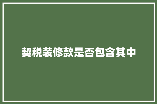契税装修款是否包含其中