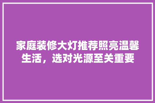 家庭装修大灯推荐照亮温馨生活，选对光源至关重要