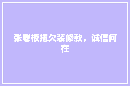 张老板拖欠装修款，诚信何在