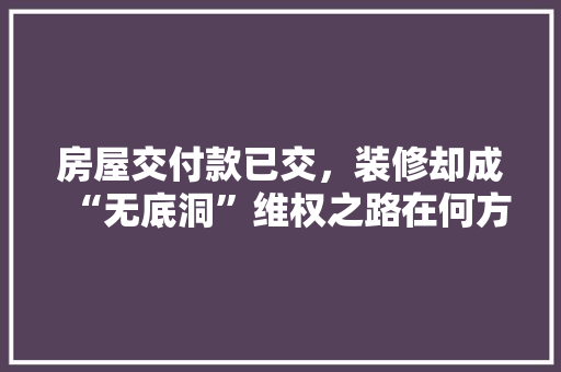 房屋交付款已交，装修却成“无底洞”维权之路在何方