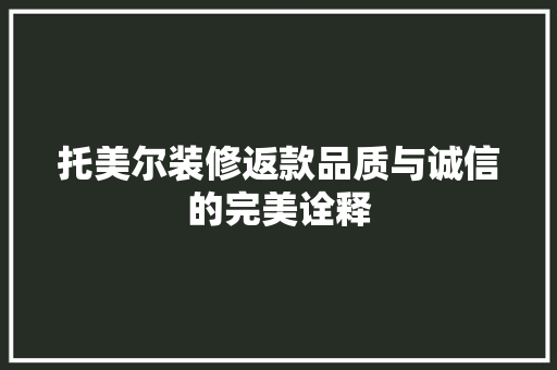 托美尔装修返款品质与诚信的完美诠释 地板材料
