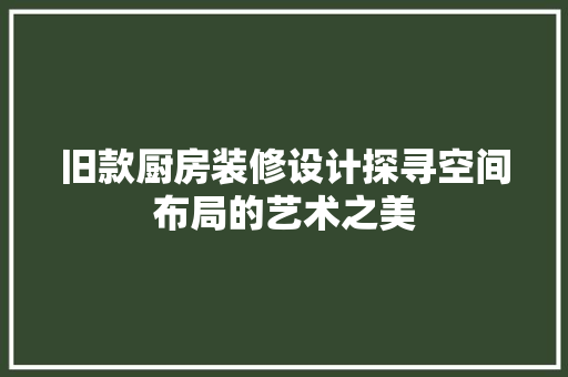 旧款厨房装修设计探寻空间布局的艺术之美