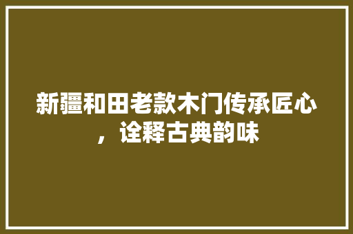 新疆和田老款木门传承匠心，诠释古典韵味
