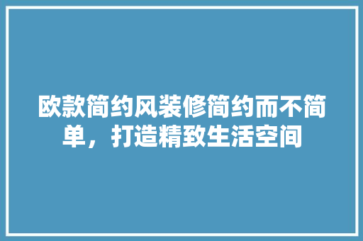 欧款简约风装修简约而不简单，打造精致生活空间