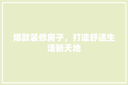 爆款装修房子，打造舒适生活新天地