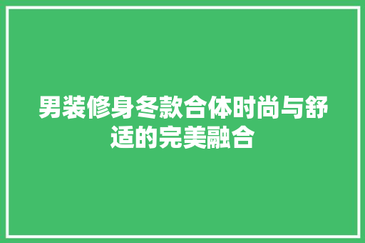 男装修身冬款合体时尚与舒适的完美融合