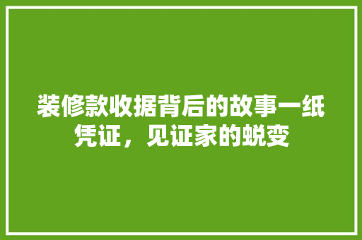 装修款收据背后的故事一纸凭证，见证家的蜕变