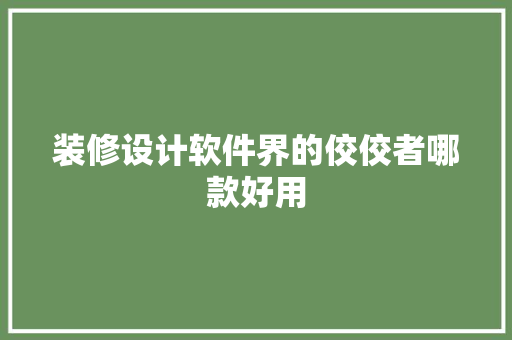 装修设计软件界的佼佼者哪款好用
