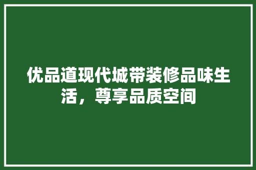 优品道现代城带装修品味生活，尊享品质空间