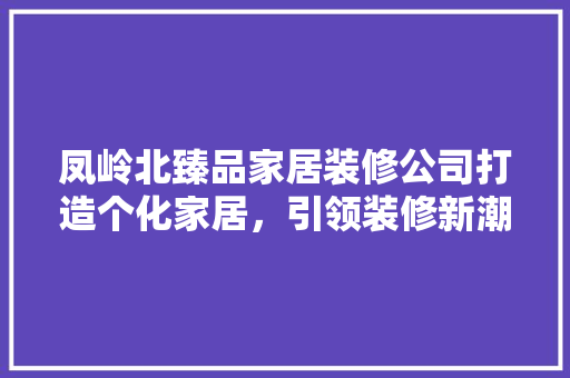 凤岭北臻品家居装修公司打造个化家居，引领装修新潮流