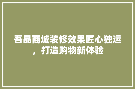 吾品商城装修效果匠心独运，打造购物新体验