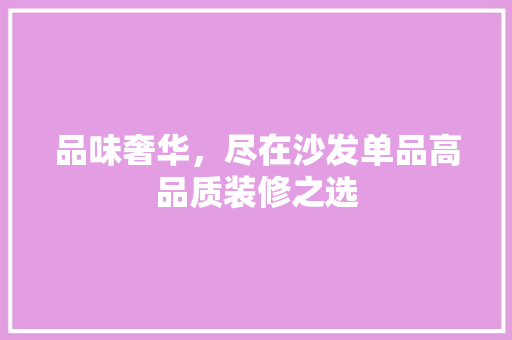 品味奢华，尽在沙发单品高品质装修之选