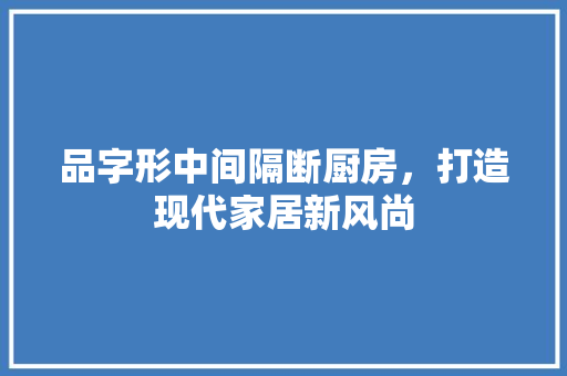 品字形中间隔断厨房，打造现代家居新风尚