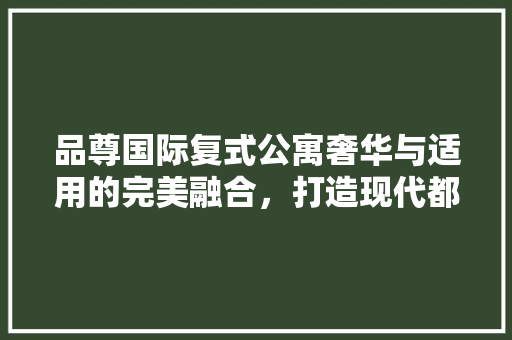 品尊国际复式公寓奢华与适用的完美融合，打造现代都市新标杆