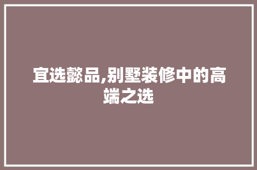 宜选懿品,别墅装修中的高端之选