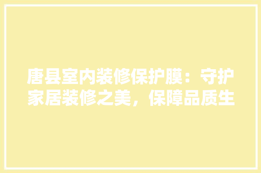 唐县室内装修保护膜：守护家居装修之美，保障品质生活