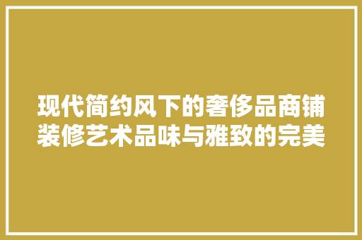现代简约风下的奢侈品商铺装修艺术品味与雅致的完美融合