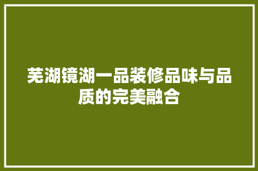 芜湖镜湖一品装修品味与品质的完美融合