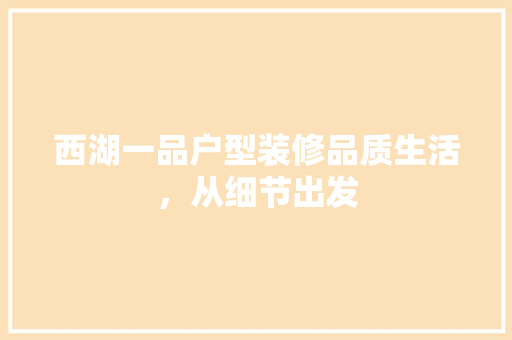 西湖一品户型装修品质生活，从细节出发