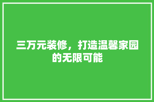三万元装修，打造温馨家园的无限可能 软装设计