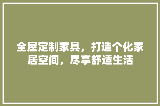 全屋定制家具，打造个化家居空间，尽享舒适生活
