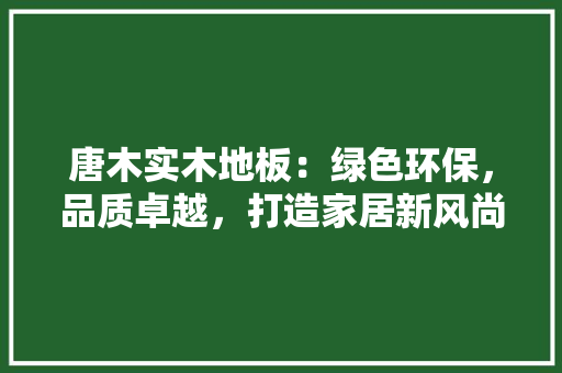 唐木实木地板：绿色环保，品质卓越，打造家居新风尚 卧室装修