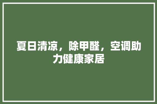 夏日清凉，除甲醛，空调助力健康家居