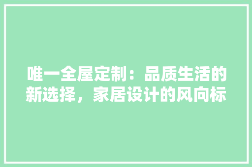 唯一全屋定制：品质生活的新选择，家居设计的风向标 卧室装修