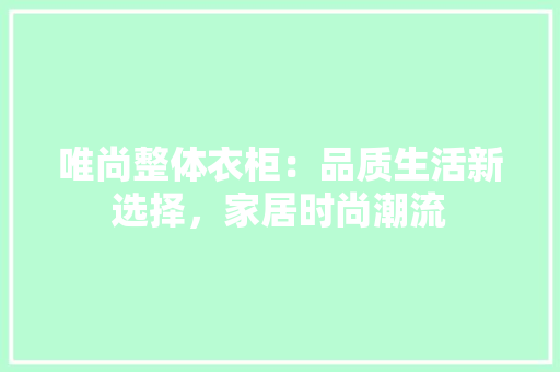 唯尚整体衣柜：品质生活新选择，家居时尚潮流 卧室装修