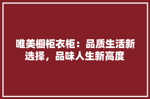 唯美橱柜衣柜：品质生活新选择，品味人生新高度 卧室装修