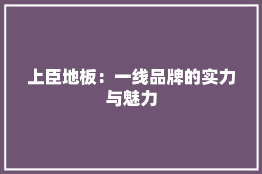 上臣地板：一线品牌的实力与魅力 家居装修