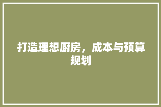 打造理想厨房，成本与预算规划