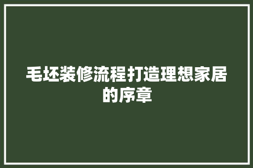 毛坯装修流程打造理想家居的序章
