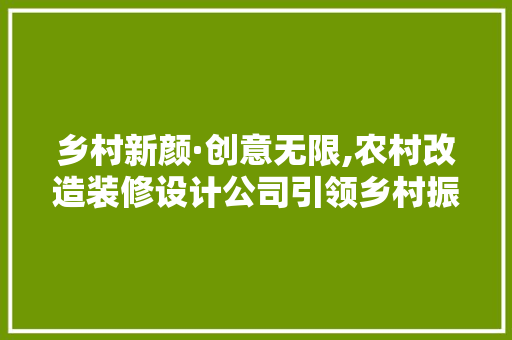 乡村新颜·创意无限,农村改造装修设计公司引领乡村振兴新风尚