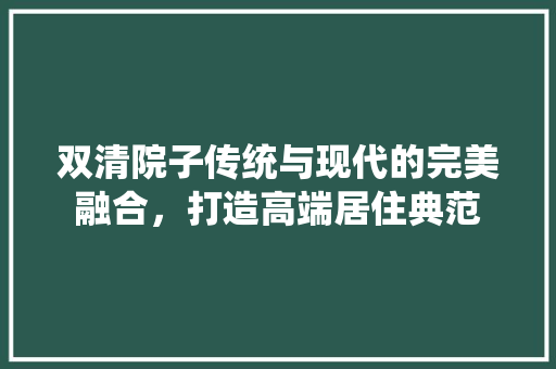 双清院子传统与现代的完美融合，打造高端居住典范