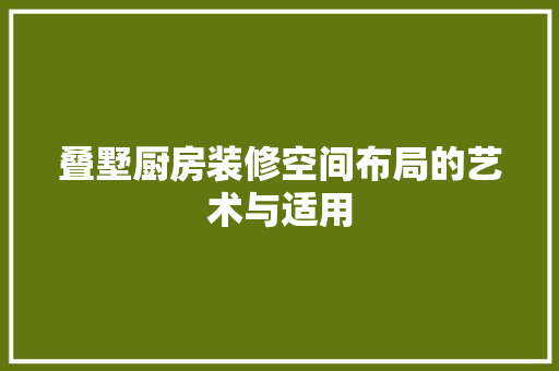 叠墅厨房装修空间布局的艺术与适用