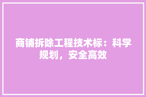 商铺拆除工程技术标：科学规划，安全高效 卧室装修