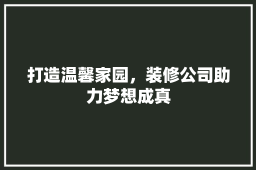 打造温馨家园，装修公司助力梦想成真