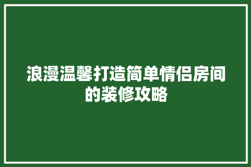 浪漫温馨打造简单情侣房间的装修攻略 家居装修