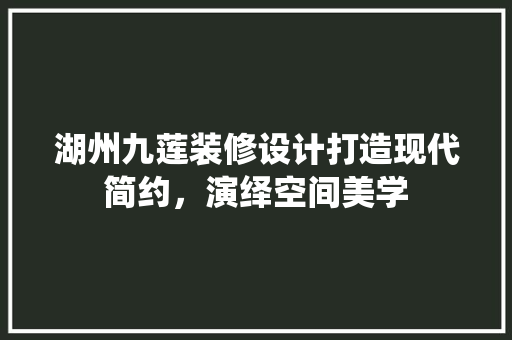 湖州九莲装修设计打造现代简约，演绎空间美学 家居装修
