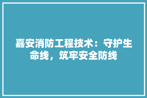 嘉安消防工程技术：守护生命线，筑牢安全防线 卧室装修