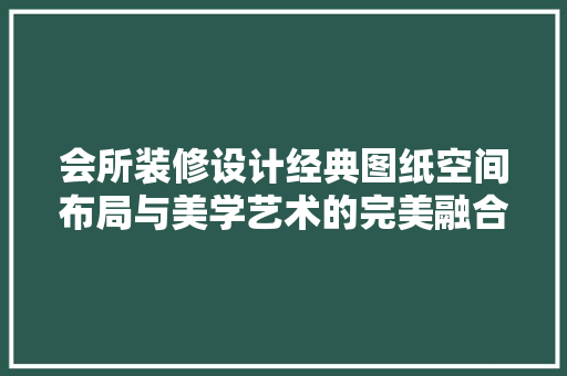 会所装修设计经典图纸空间布局与美学艺术的完美融合 现代风格装饰