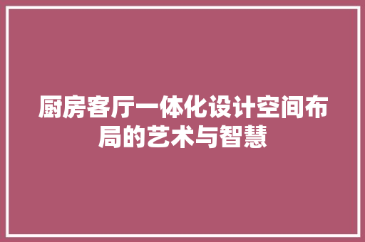 厨房客厅一体化设计空间布局的艺术与智慧