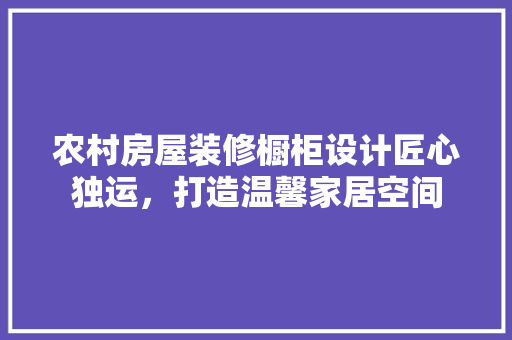 农村房屋装修橱柜设计匠心独运，打造温馨家居空间