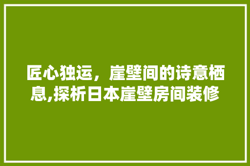 匠心独运，崖壁间的诗意栖息,探析日本崖壁房间装修设计