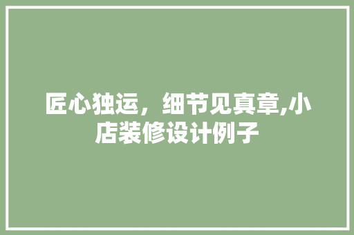 匠心独运，细节见真章,小店装修设计例子