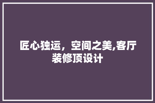 匠心独运，空间之美,客厅装修顶设计