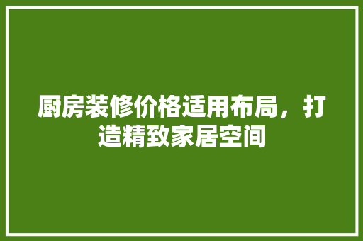 厨房装修价格适用布局，打造精致家居空间